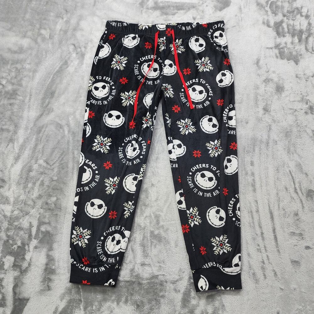 Disney Nightmare Before‎ Christmas Pajama Pants Womens L Black Jack Skellington